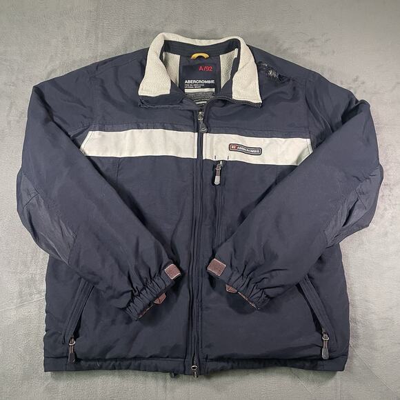 Abercrombie & Fitch Other - Y2K Abercrombie & Fitch A92 Jacket Mens L Fleece Lined Zip Coat Navy